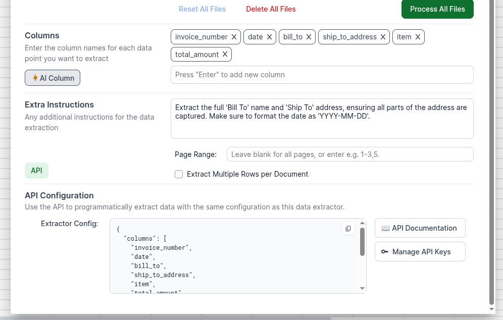 Data Extractor API Integration